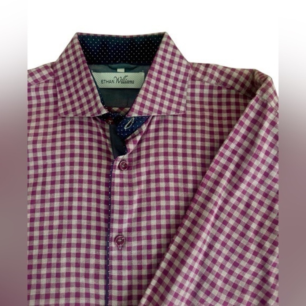 Ethan Williams Gingham Long Sleeve Button Up Shirt - Mens Size Medium - Picture 1 of 6